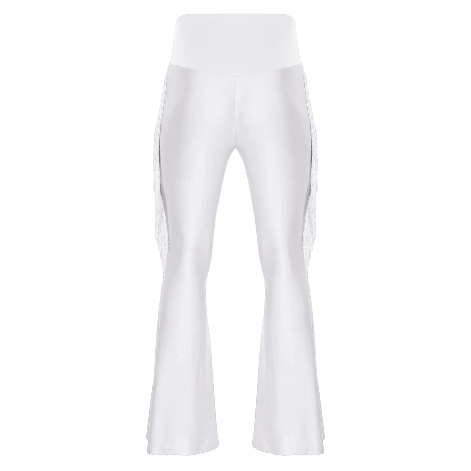 Mens Tassel Flared Pants Vintage Bell-Bottom High Waist Trousers for Jazz Latin Dance Stage Performance Club Disco Party Costume