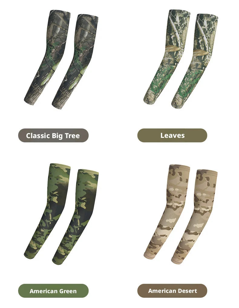 Sunscreen Camouflage Ice Silk Sleeves for Summer Outdoor Tactical Arm Protection, Suitable for Men and Women for Cycling,