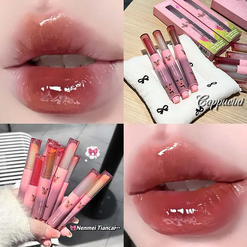 Shimmer Lip Jelly Pen Moisturizing Mirror Water Light Solid Lip Gloss Film-forming Non-Fading Gloss Lipstick Long-lasting Makeup