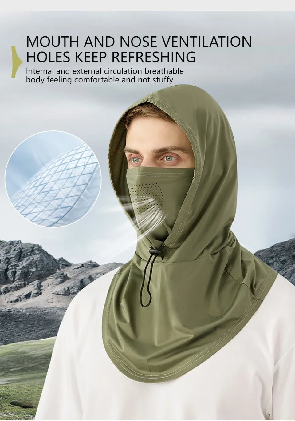 Full Face Mask Sun Protection Windproof Hat Motorcycle Riding Sports Cap Neck Protect Outdoor Sunscreen Breathable Fishing Mask