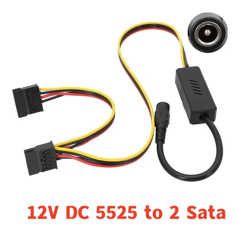 DC 5525 To Hard Disk Cable DC 12V to SATA Hard Disk Cable Step-Down Voltage Regulator DC to SATA/IDE Adapter For NAS Server PC