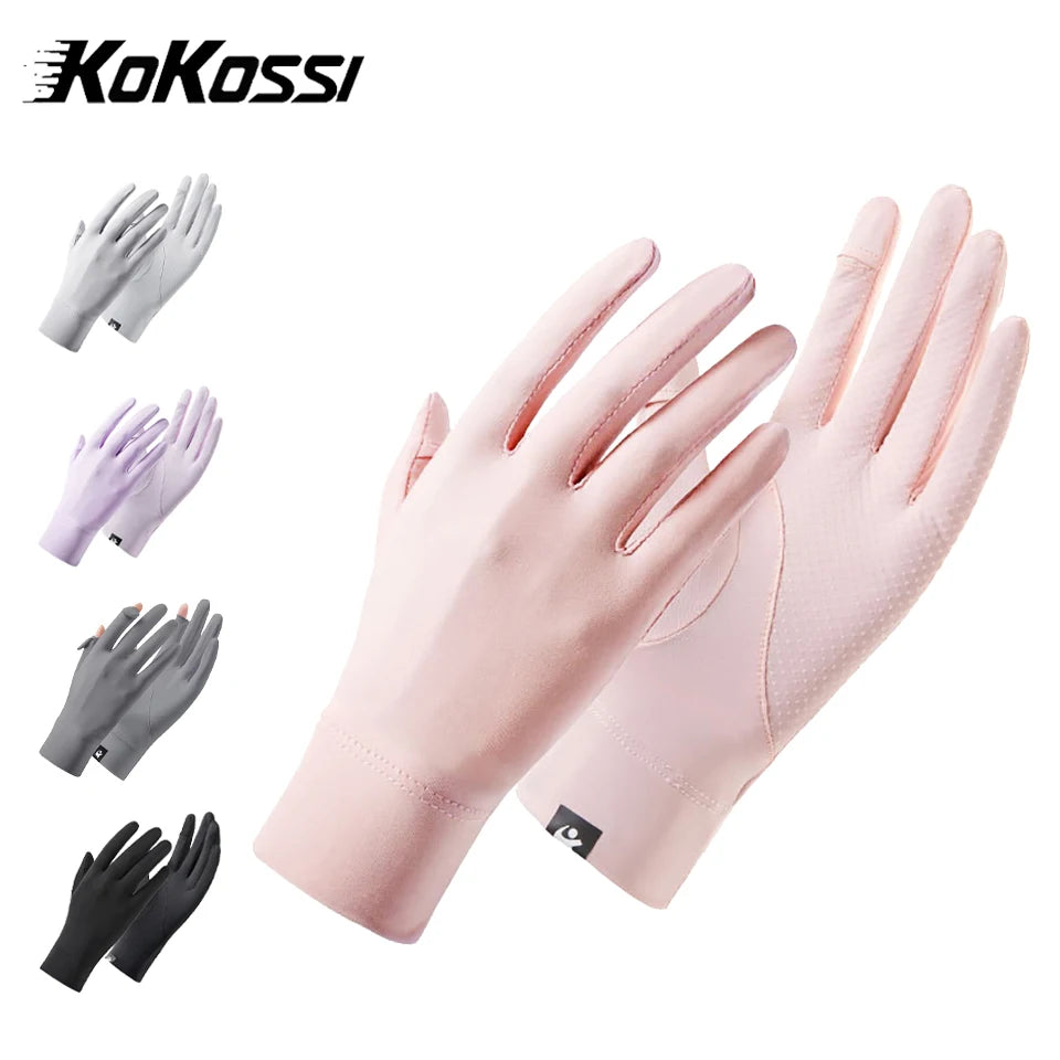 KoKossi Summer Sunscreen Gloves Breathable Anti UV Touch Screen Ice Silk Finger Flipping Gloves Riding Driving Gloves Woman