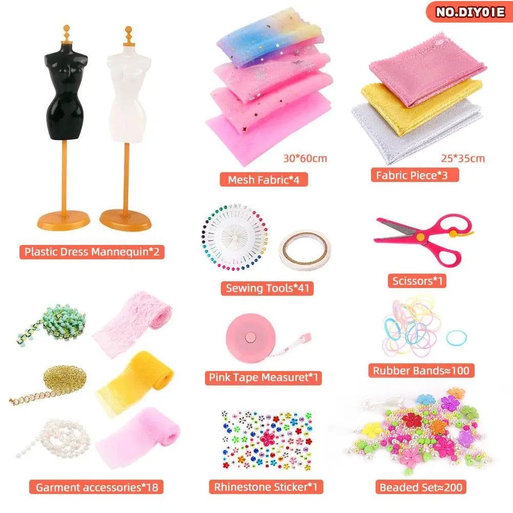 Children's Clothing Design DIY Handmade Material Kit Doll Clothes Sewing Kit For Kids Girls Fashion Designer DIY Handmade T U7R7
