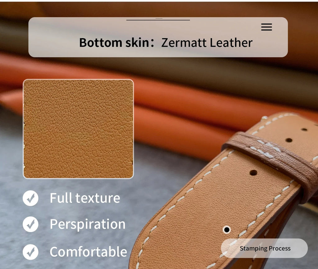 Kebitt High Quality Iwatch Ultra3 Genuine Leather Band Deployment Buckle Strap For Apple Watch Series11 10 9 8 7 Se 3 46 45 49mm