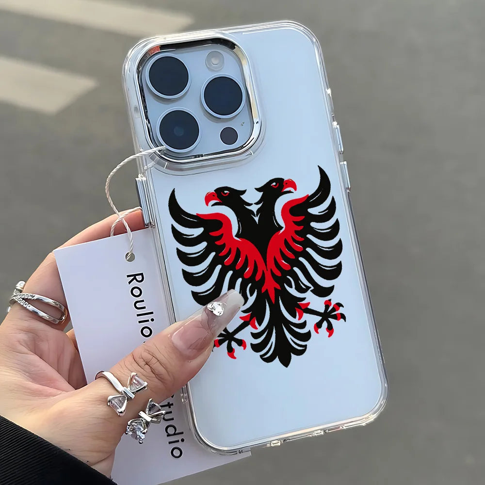 Albanian Eagle Phone Case For iPhone 17 16e 16 15 14 13 12 11 mini Pro Max X XR XSMAX 8 7 Air Plus Transparent Soft Cover