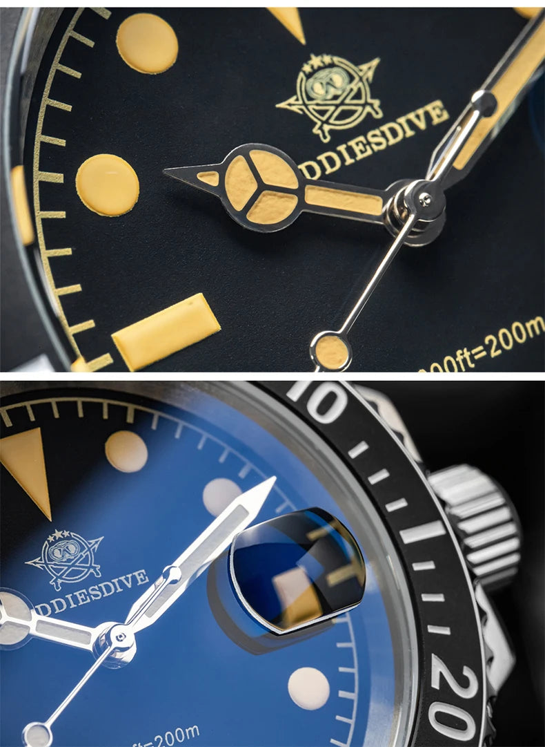 ADDIESDIVE AD2054 Stainless Steel Quartz Watch 200M Dive Watches Green Luminous Men's WristWatches Waterproof Relojes Masculino
