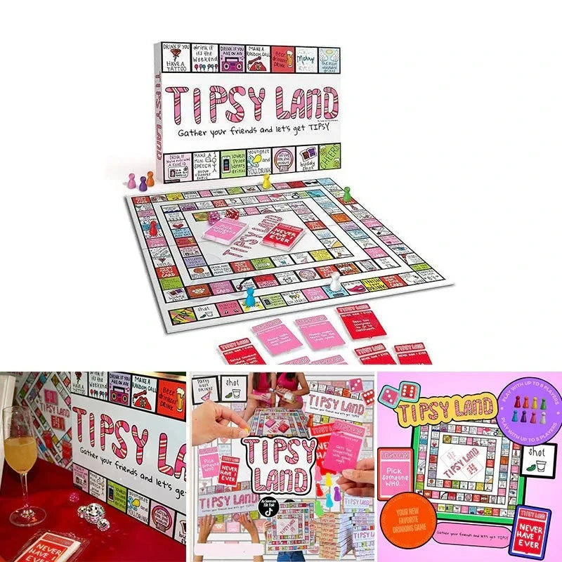 Party Gift of Tipsy Land Party Board Games Fun Drinking Games,Gift Idea Role-playing Games BRPG Leather Board Plastic Cards