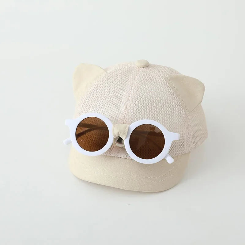 Summer Mesh Baby Baseball Cap With Detachable Sunglasses Cartoon Ear Infant Boys Girls Sun Hat Kids Duck Tongue Hats