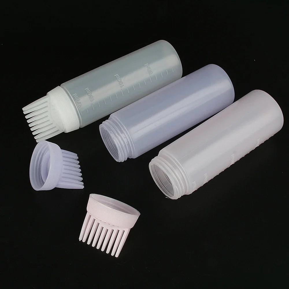 Hair Dye Refillable Bottle Comb Professional Salon Hair Oil Applicator Bottles Plastic Dispensing Hairdressing Styling Tools