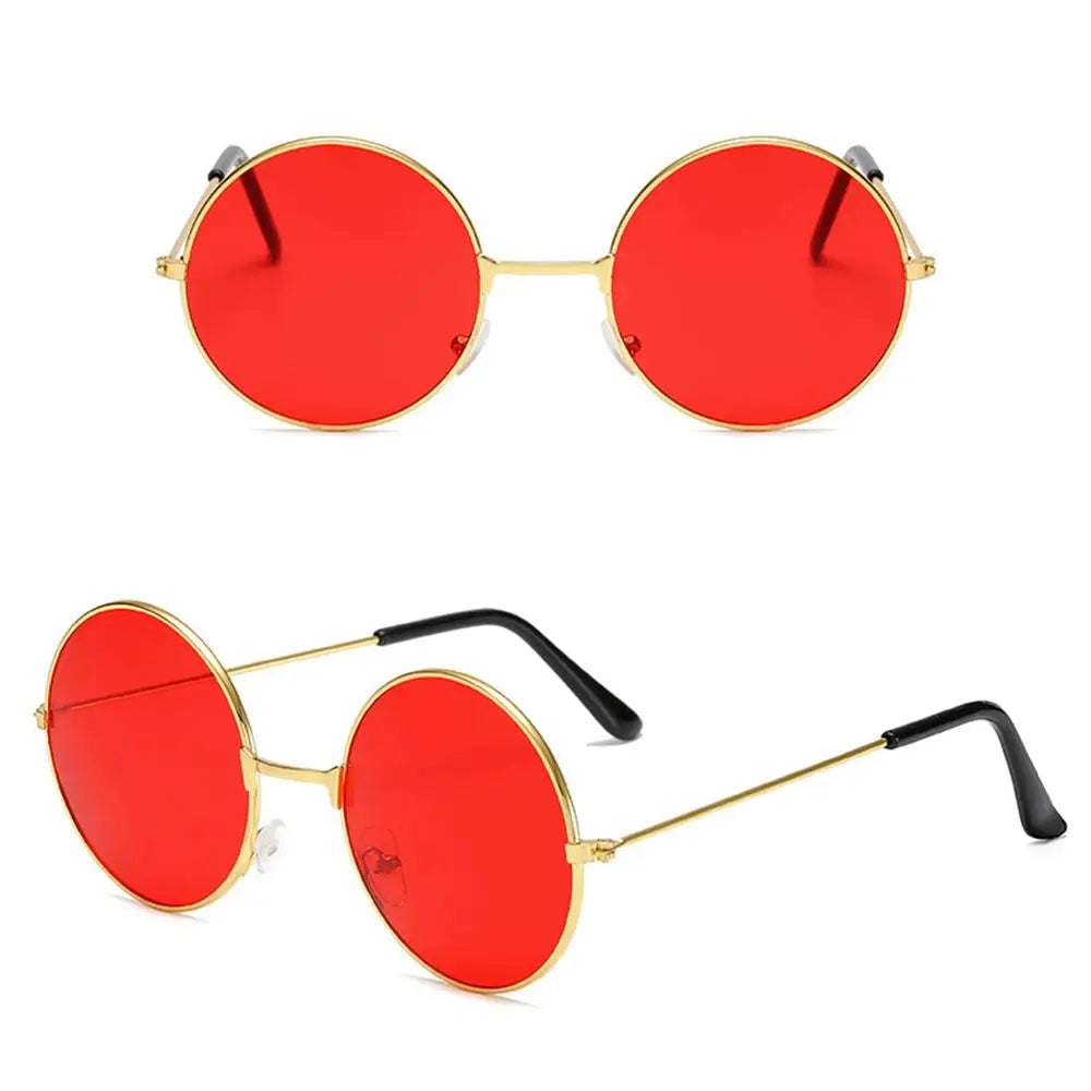 1PC Retro Round Hippie Sunglasses Fashion Circle Metal Sunglasses for Women Men Disco Party Glasses