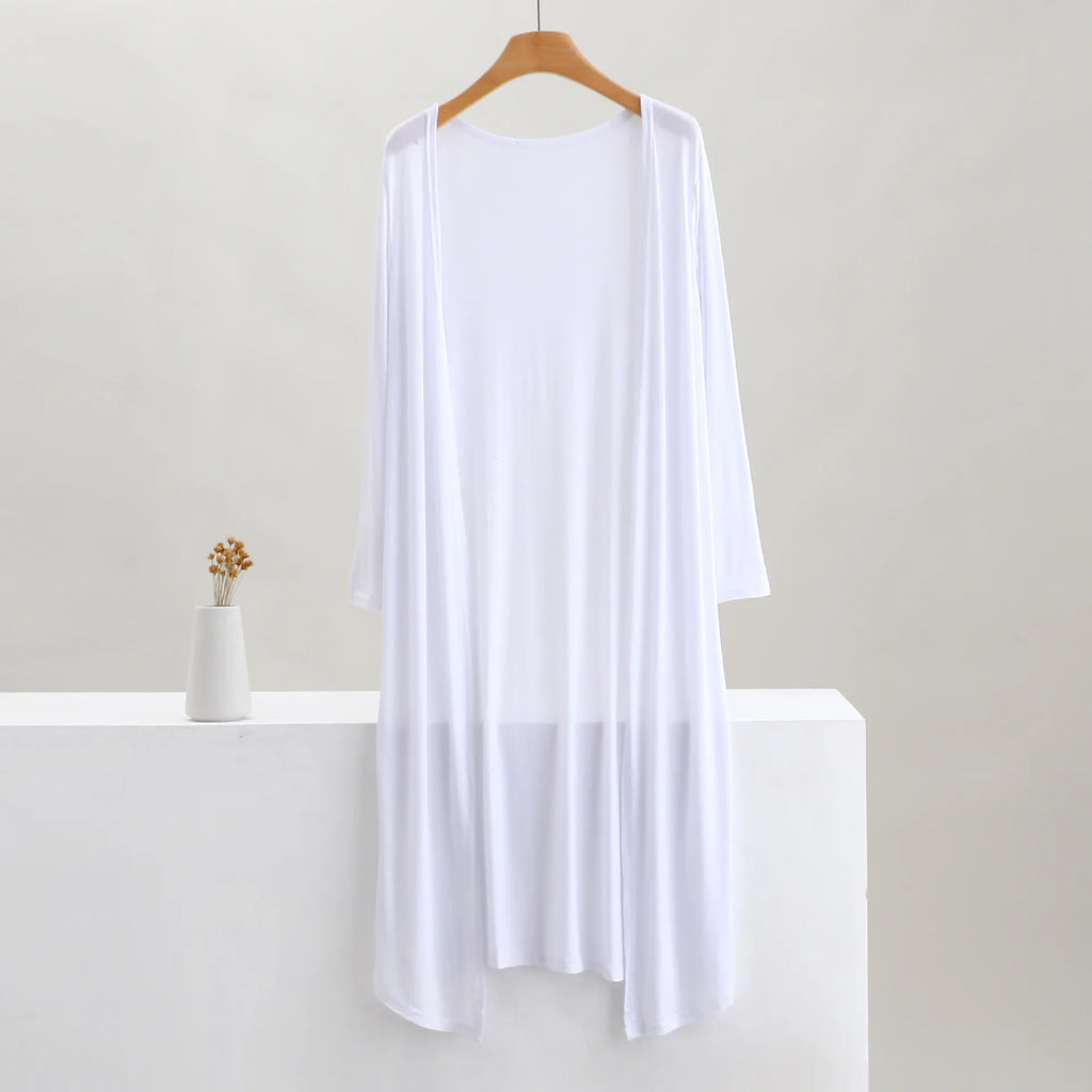 Women's Clothing Autumn Summer Cardigan Extended Modal Shawl Sunscreen Coat Air Conditioning Shirt Long Sleeve Thin Coat Sweater