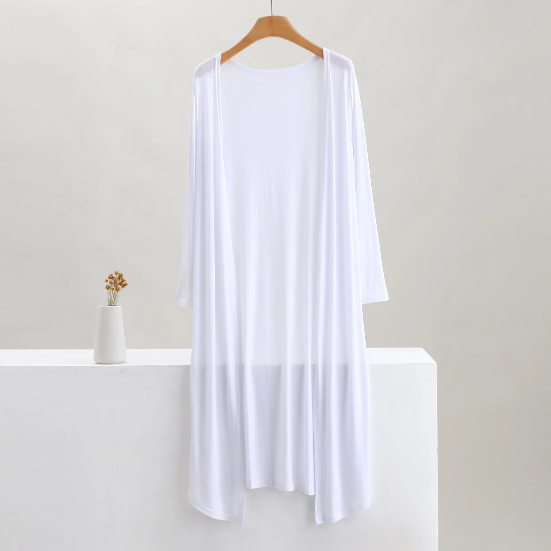 Women's Clothing Autumn Summer Cardigan Extended Modal Shawl Sunscreen Coat Air Conditioning Shirt Long Sleeve Thin Coat Sweater