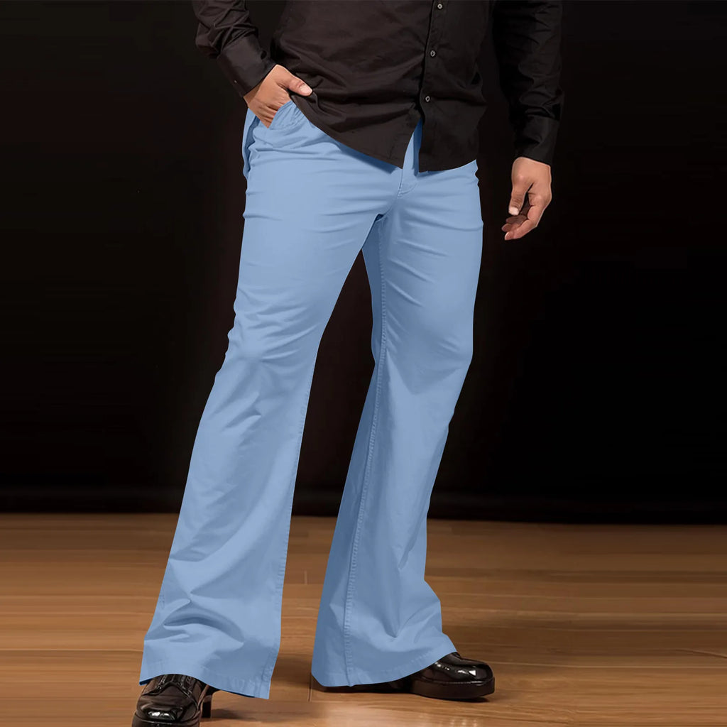 Men's fashion Retro Disco Flared Pants Loose Stretch Vintage Trousers Fit Flared Comfortable Retro Stretch Twill Men's Trousers