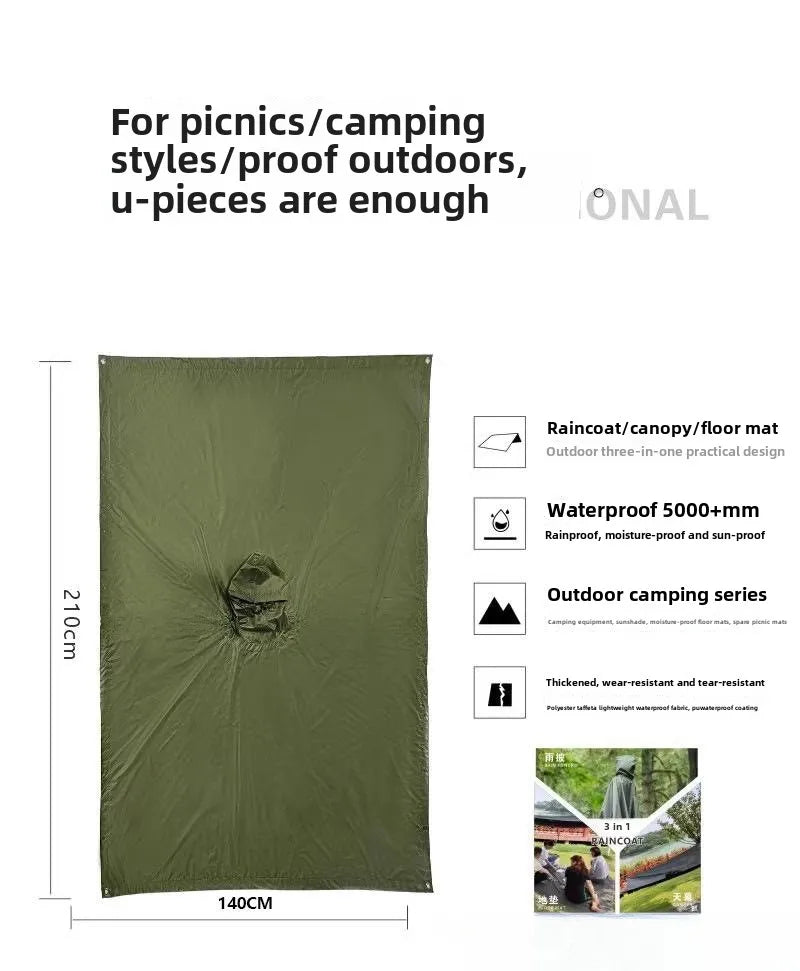 Outdoor Windproof Waterproof Multifunctional Three in One Outdoor Rain Shelter Hiking Cycling High-quality Adult Raincoat