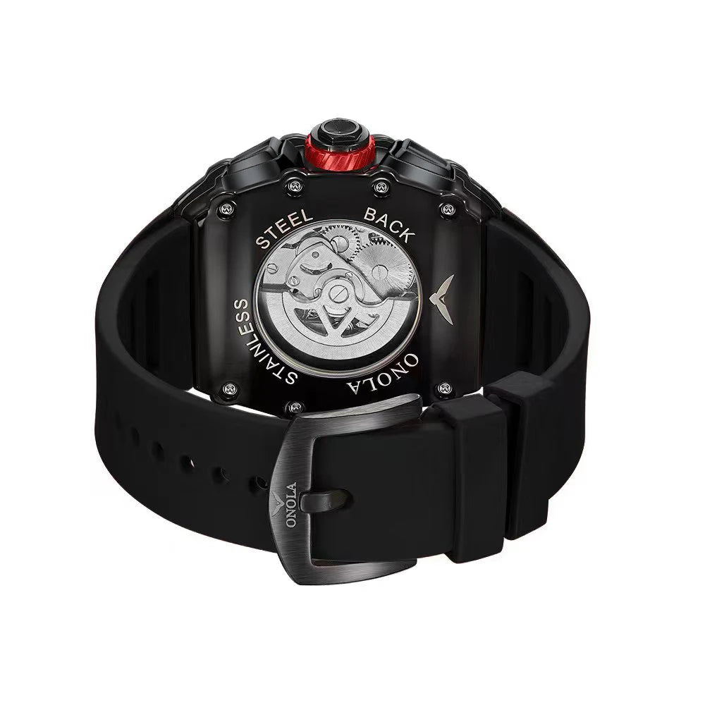 2022 New Men's Automatic Mechanical Watch ONOLA Fashion Unique Luxury Diamond Inlaid Design Waterproof Silicon Tape Watches Men