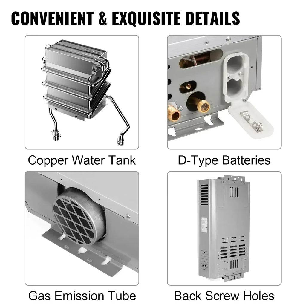 Sihao LPG Water Heater 6L 8L 10L 12L 16L 18L LPG Portable Instant Liquefied Petroleum Gas Water Heater Tankless Boiler Kit