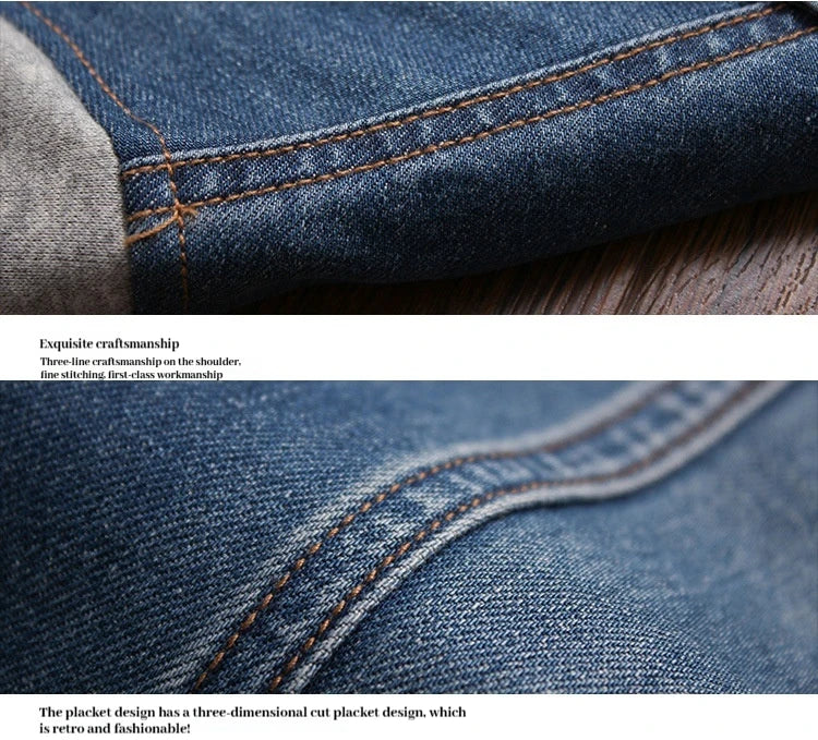 2024-2025 Fashionable Men's Korean Denim Slim Fit Top Men's Trendy Slim Fit Jacket Men's Casual Versatile Hooded Jacket