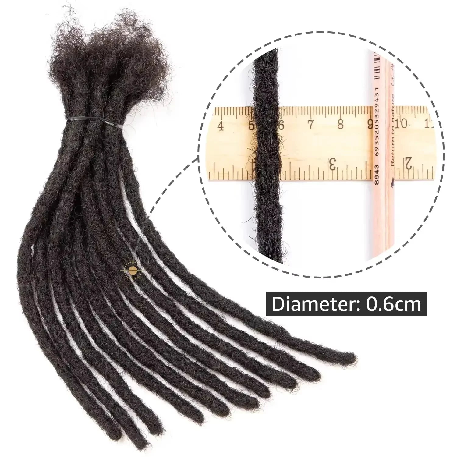 Human Hair Dreadlock Extension 0.6cm Width 4-20inch Real Human Hair Bulk Permanent Loc Extensions Wholesale for Men/Women