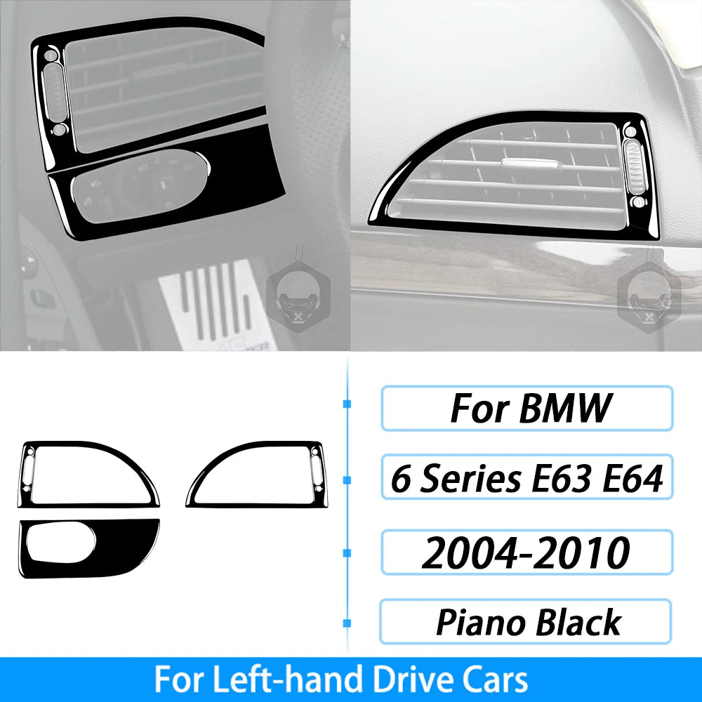 For BMW M6 6 Series E63 E64 2004-2010 Piano Black Gear Shift Air Outlet Window Lift Panel Set Car Interior Accessories Sticker