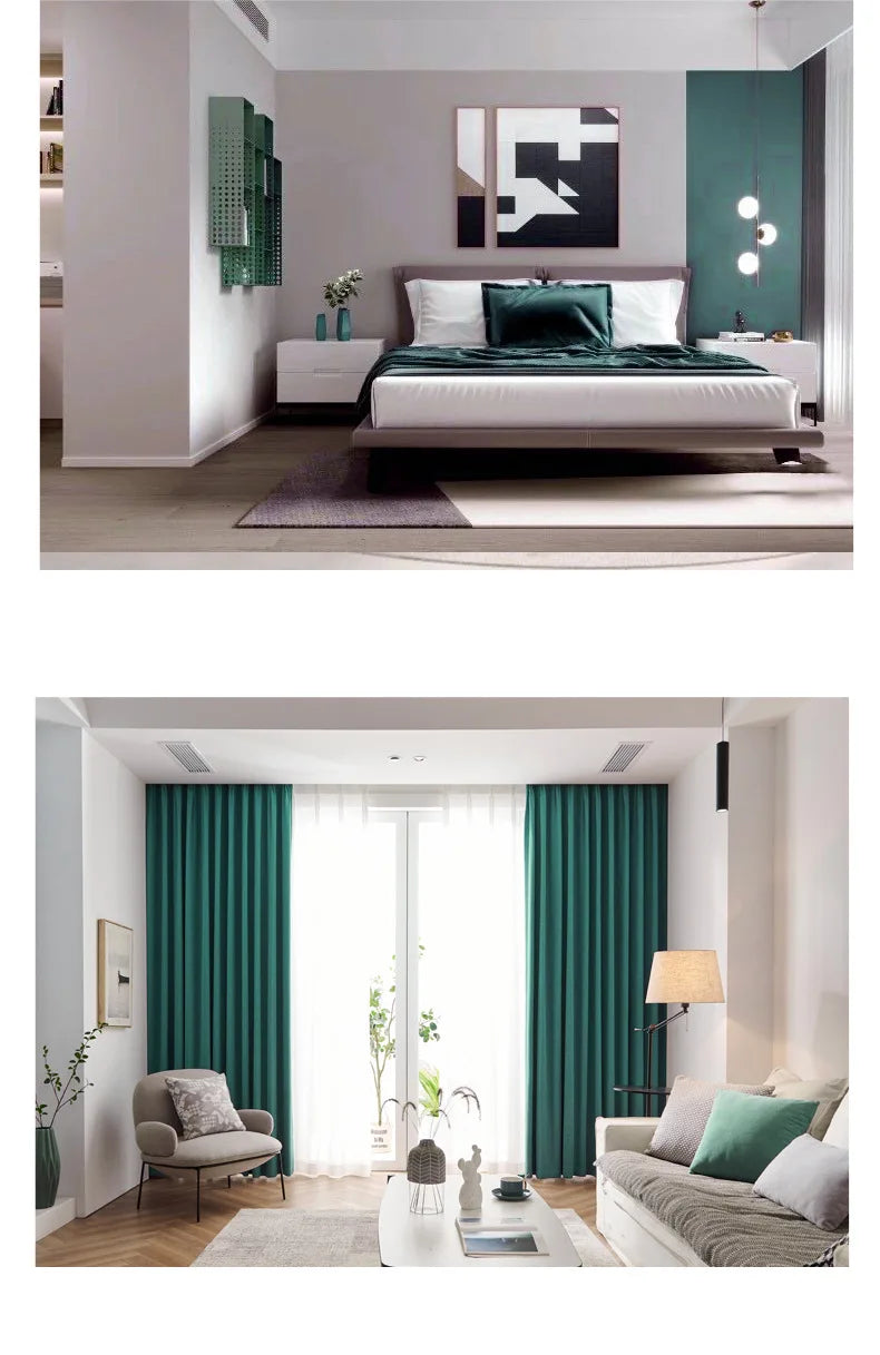 2025 new thickened French light luxury cream curtain cloth solid color bedroom living room full blackout sunscreen cotton linen