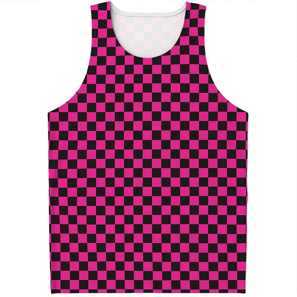 Simple Checkered Pattern Tank Tops Summer Fashion Streetwear 3D Printed Sleeveless T Shirts Casual Oversized Vest Mens Clothing