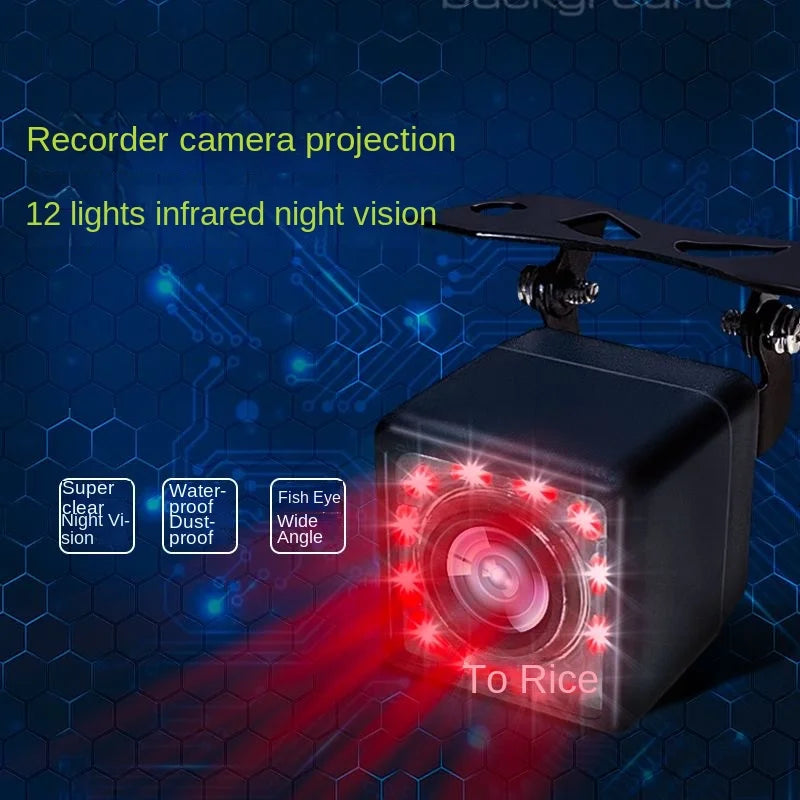Car Camera Driving Recorder 4-Pin Image Ultra-Clear 12LED Infrared Rear Camera Waterproof Sunscreen HD Night Vision