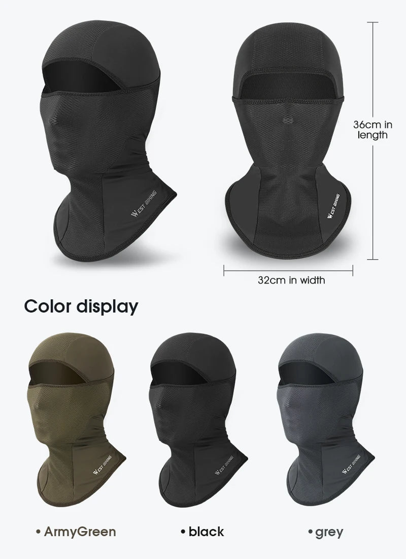 WEST BIKING Summer Cycling Face Mask Cool Breathable Sports Balaclava Men Women Bicycle Motorcycle Sun UV Protection Cycling Cap