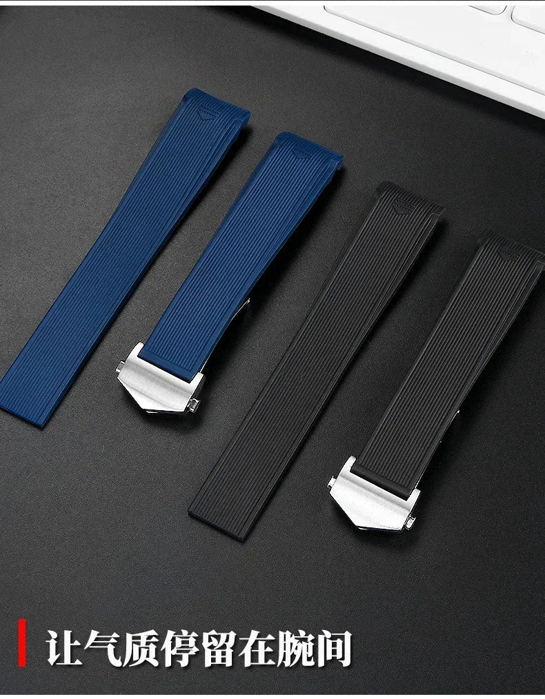 Silicone Watch Straps For Tag Heuer CARRERA AQUARACER 300 WAY201A WAY211C Rubber Black Blue Watch Accessories Band 22mm