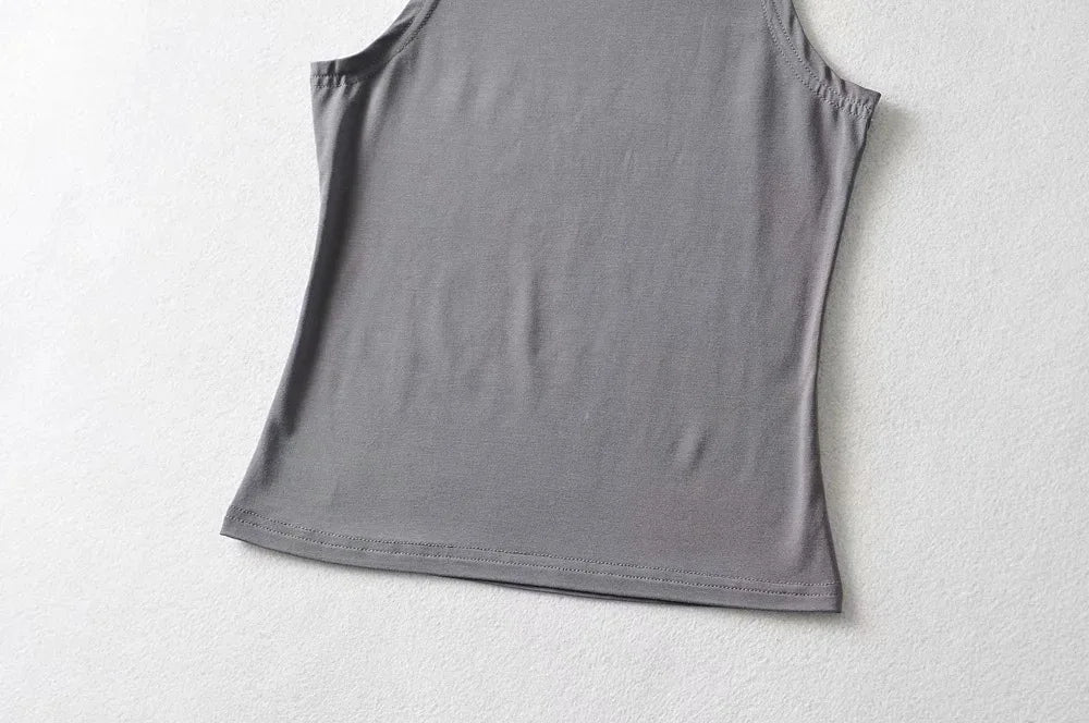Summer NEW Arrival Women Solid Color Causal Sexy Croped-Top Sleeveless Tank Streetwear