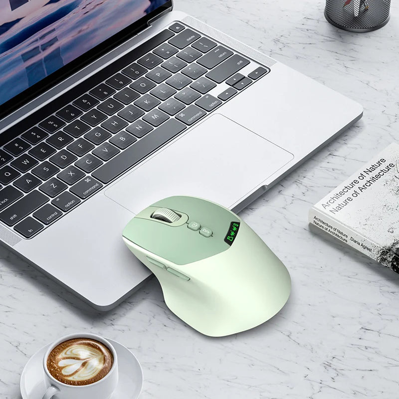 T02 Pro Wireless Mouse OLED Display,Dual Bluetooth/USB Connection,Quiet Design and Compatible with PC/Notebook