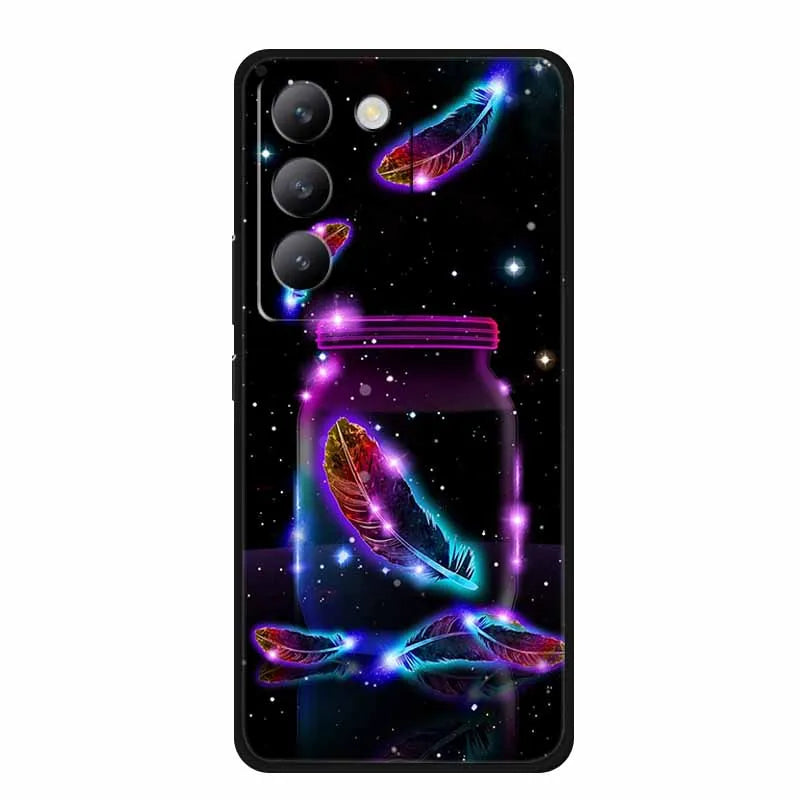 For vivo V40 SE Case Luxury TPU Soft Silicone Phone Back Cover for vivo V40 SE 5G Protective Shockproof Flowers Girl Cute Coque