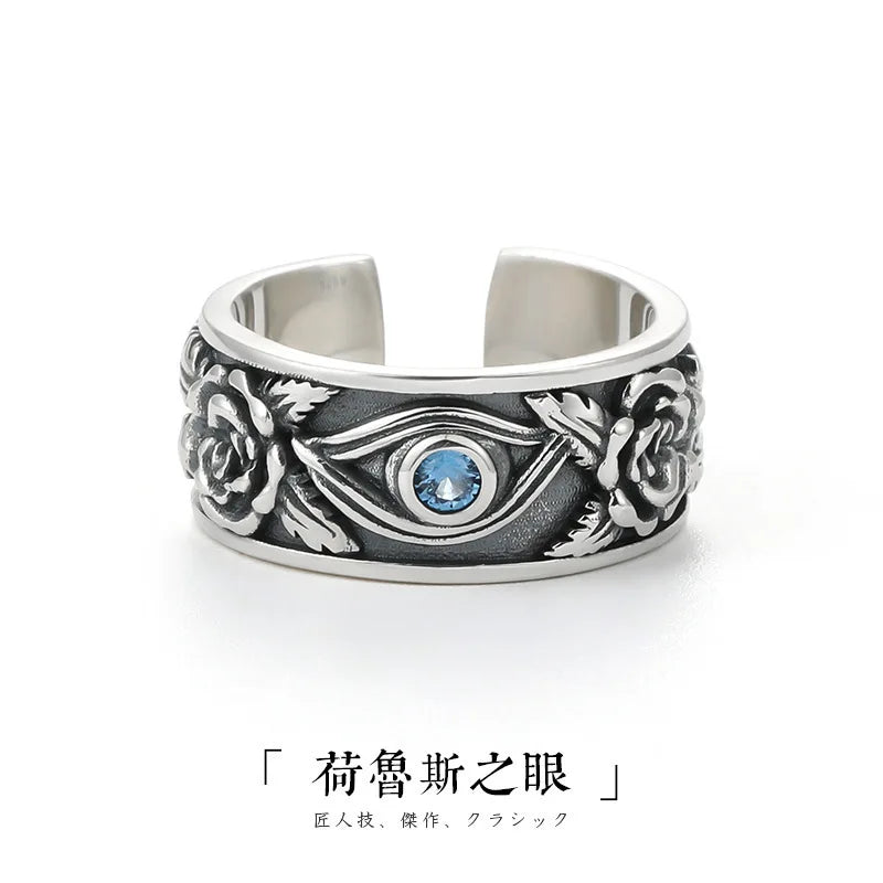 Best Sellers! S925 Thai Silver, Horus Eye Retro Ring
