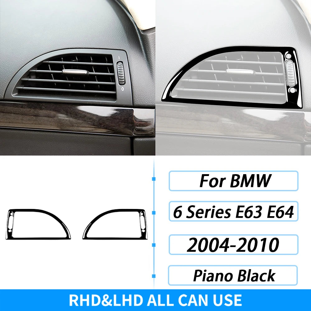 For BMW M6 6 Series E63 E64 2004-2010 Piano Black Gear Shift Air Outlet Window Lift Panel Set Car Interior Accessories Sticker
