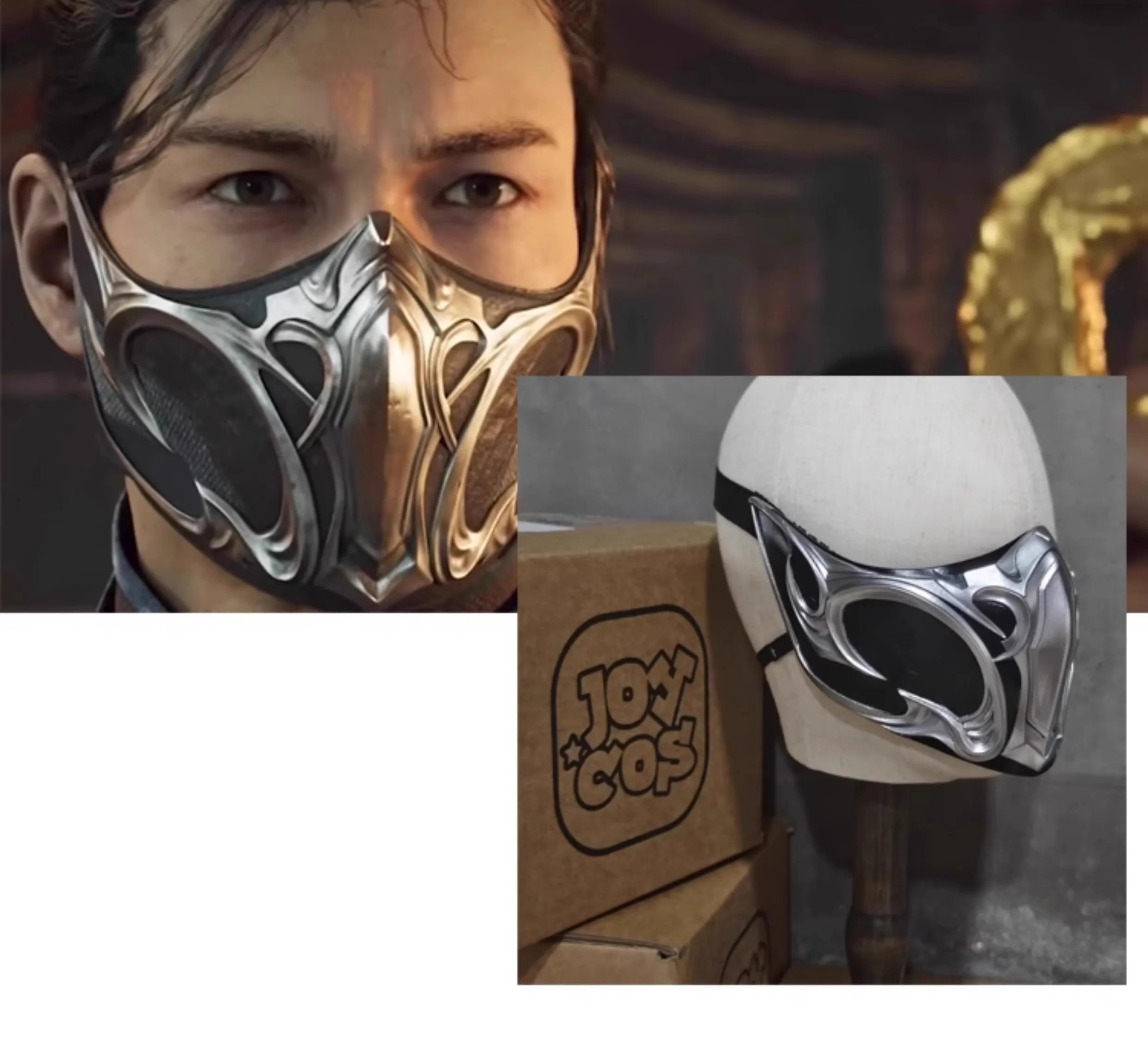 Anime Game Mortal Kombat Sub-Zero Cosplay Mask Adult Men FRP Face Mask Props Halloween Carnival Role play Mask Acceseories