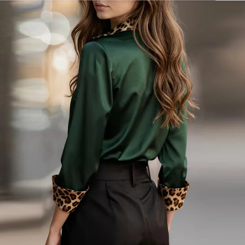Elegant Blouses For Women Spring Autumn Satin Shirt Women Fashion Flare Long Sleeve Button Silk Blouse All Match Office Lady Top