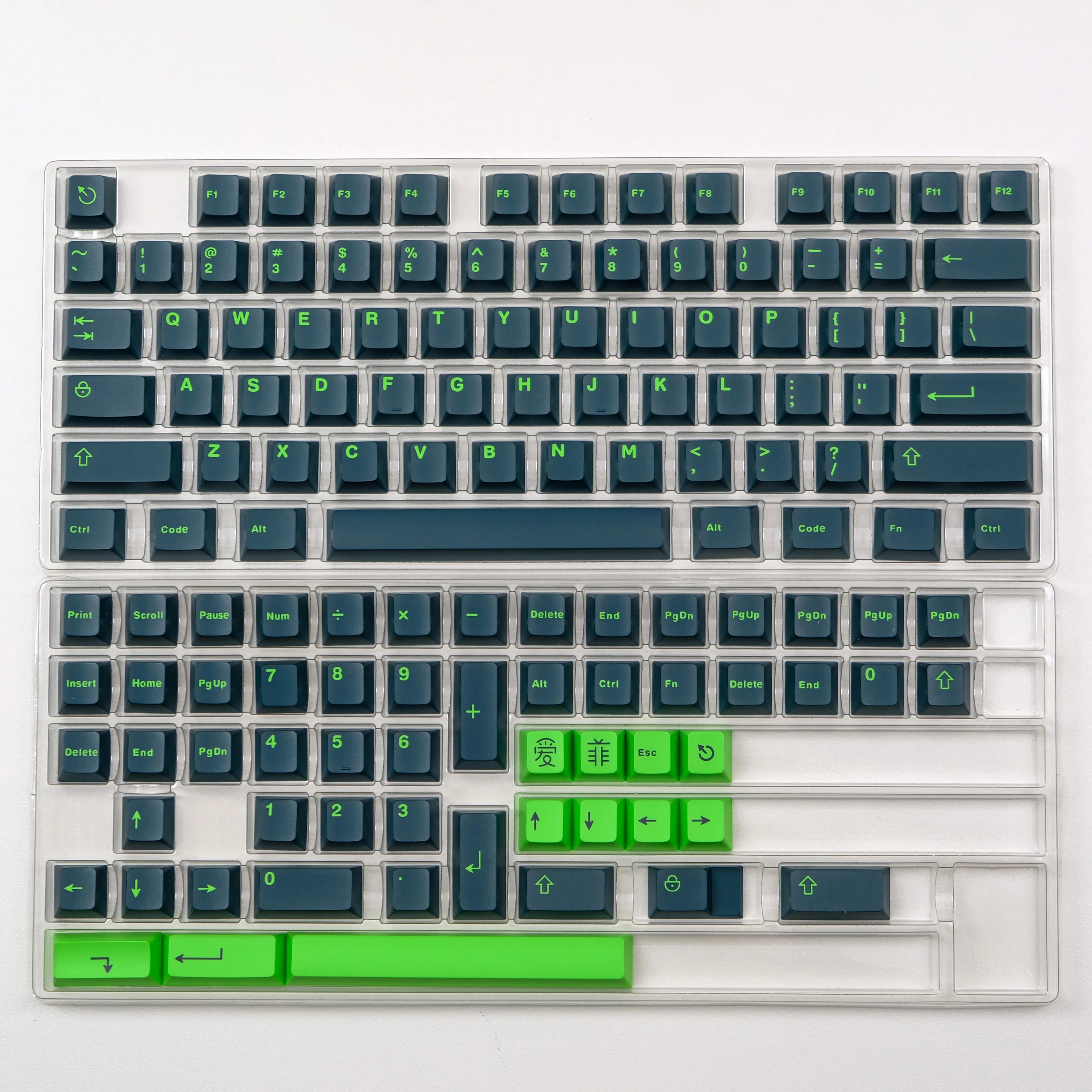 121 Keys Minimalist Keyboard Keycaps Emerald Green PBT Double Shot Keycaps Cherry Profile for MX Switches Mechanical Keyboard