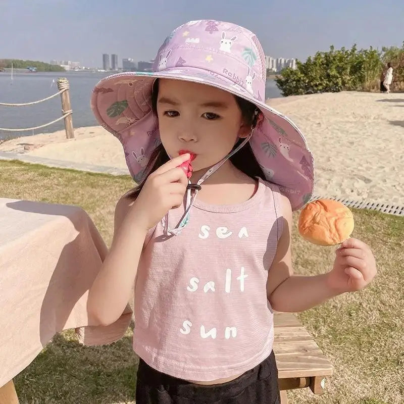 New Summer Children's Cartoon Cute Quick-drying Hat Boys Kids Outdoor Breathable Mesh Sun Hats Baby Outing Sunscreen Sun Cap