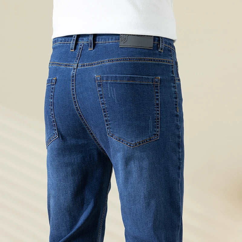 Summer Thin Mens Clothing Cowboys Slim Straight Jeans Men Denim Pants Casual Regular Fitness Men's Trousers Light Blue 2025