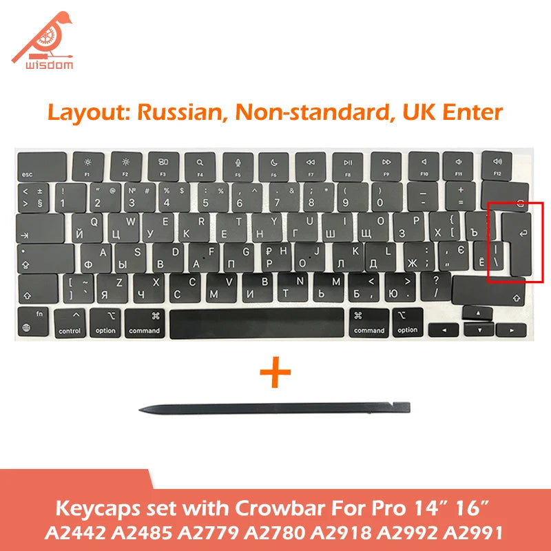 Laptop A2442 A2485 A2779 A2780 A2918 A2992 A2991 Keycaps Keys Key Cap Set for Macbook Pro M1 M2 M3 14" 16" Keyboard Repair