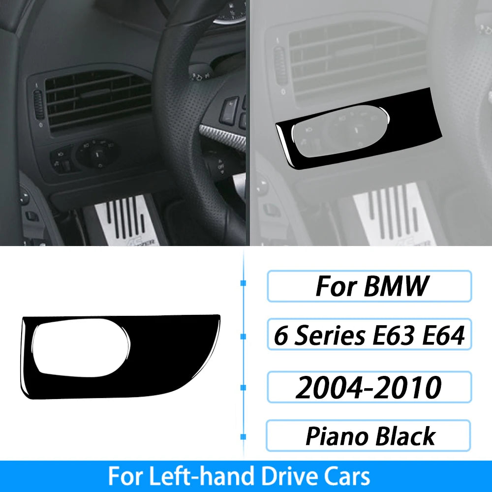For BMW M6 6 Series E63 E64 2004-2010 Piano Black Gear Shift Air Outlet Window Lift Panel Set Car Interior Accessories Sticker