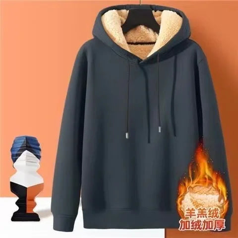 2024 Autumn and Winter New Hooded Lamb Fleece Hoodie Solid Color with Thick Fleece for Men and Women, Warm and Casual Versatile