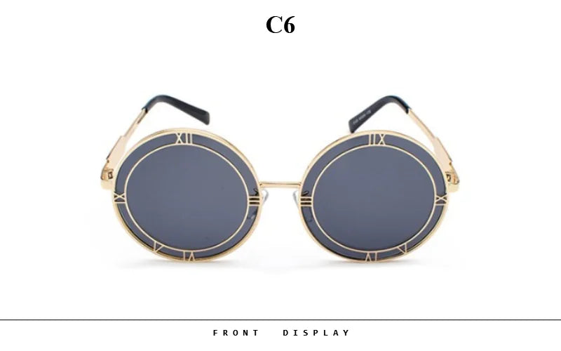 Designer Round Sunglasses For Women And Men Stylish Luxury Brand Unisex Glasses Punk Fashion Trend Eyewear UV400