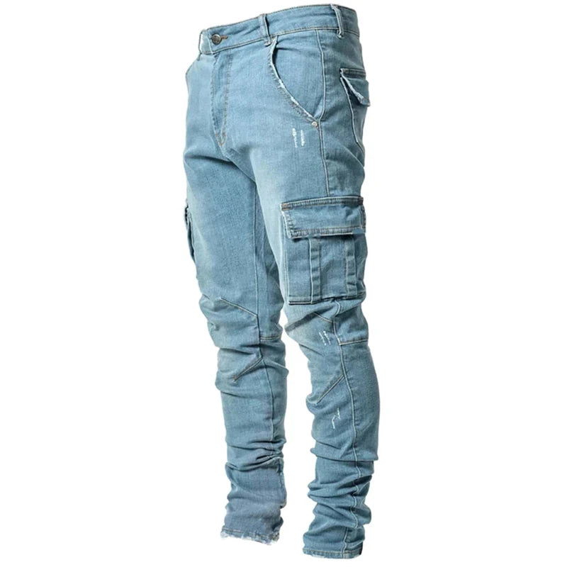 Kakan - High-end Slim Elastic Multi-pocket Leg Jeans, New Skinny Jeans K016-MGD8 In Europe and America