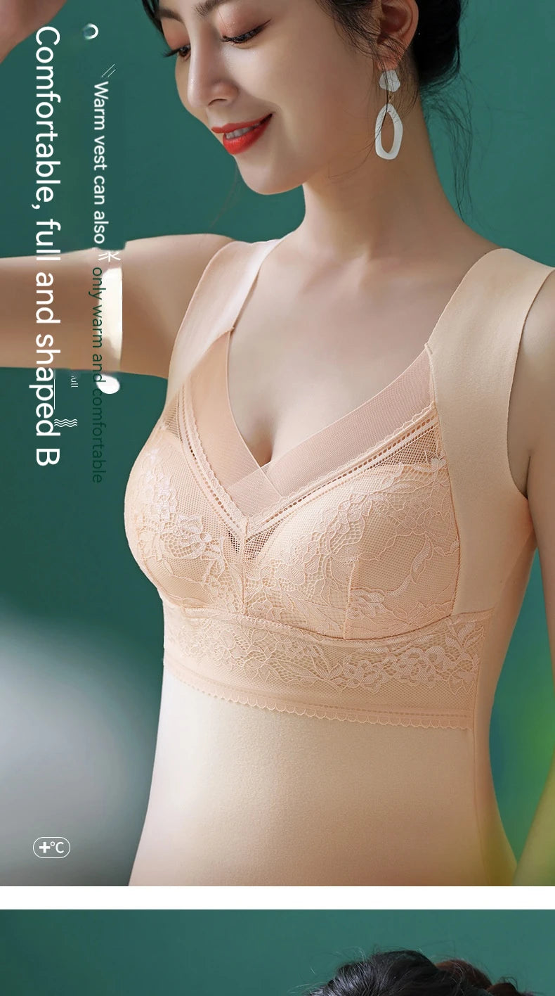 Women Thermal Underwear Winter  Bottoming Top Seamless Thick Double Layer Warm Lingerie Warm bra Sports underwear