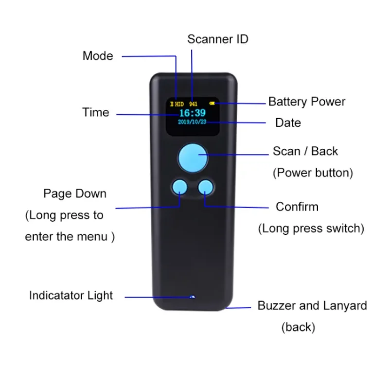 Portable scanner 2D Qr code Reader mini Scanner with screen