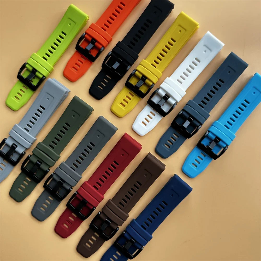 22mm 26mm Width Silicone Strap For Garmin For Garmin Forerunner 970 965 955 QuickFit Watch Band Fenix 8 7 7X Pro 6 6X 5 5X Plus