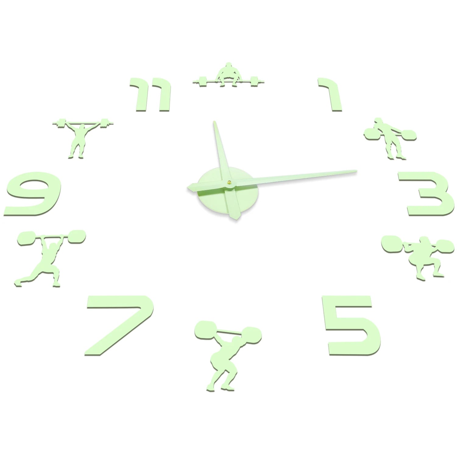 Weightlifting Fitness Room Wall Decor DIY Giant Wall Clock Mirror Effect Powerlifting Frameless Large Wall Clock GYM Wall Watch