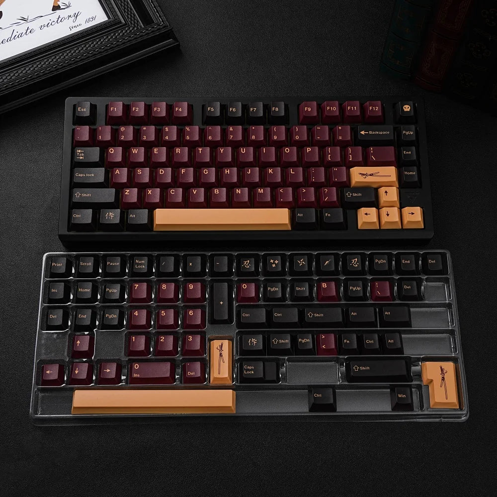 ES Spanish PBT Keycaps MOA Cherry Red Blue Samurai Night Sakura Morandi Dye Sub Keycap For ISO Layout Ansi Mechanical Keyboard