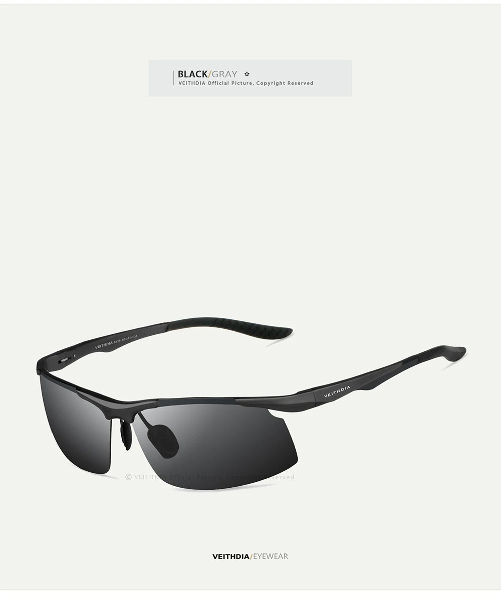 VEITHDIA Men Sunglasses Aluminum Magnesium Polarized UV400 Lens Rimless Driving Fishing Sun Glasses Sports Eyewear For Male 6535