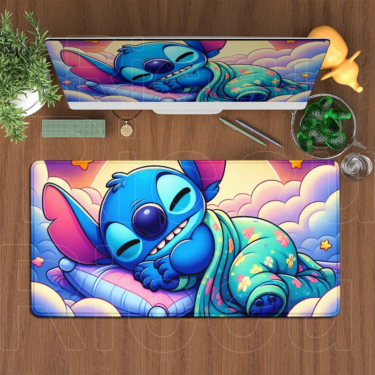 Large Gaming Mice Pad Kawaii Anime Stitch Mousepad Gamer Mausepad XXL Computer Office Speed Deskmat Keyboard Cabinet Accessories